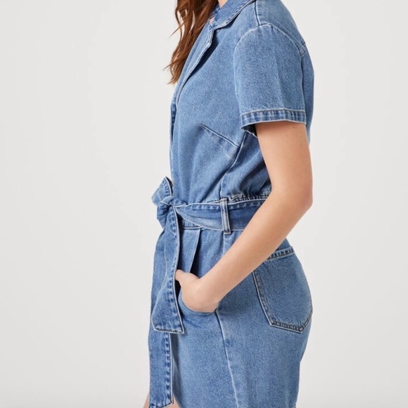 Denim Tie-Waist Romper - Picture 3 of 8